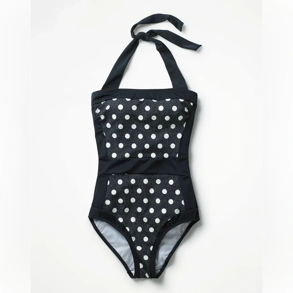 New Boden Polka Dot Santorini Halterneck Swimsuit. Sz 6